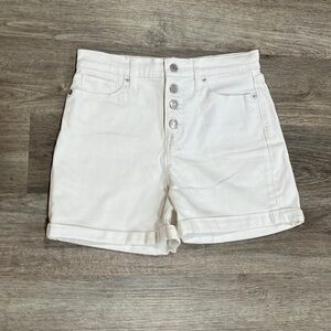 Banana Republic White Denim Shorts High Waisted Button Fly Size 28/6